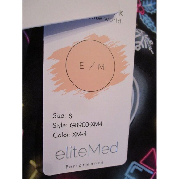 Elite Med Neon Tree Santa Snowflake Holiday Christmas Scrub Top Size Small S - Picture 3 of 3